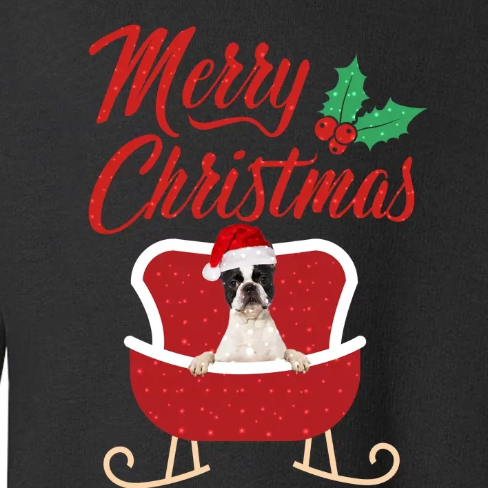 Boston Terrier Dog Merry Christmas Design For The Holiday Season! Toddler Sweatshirt