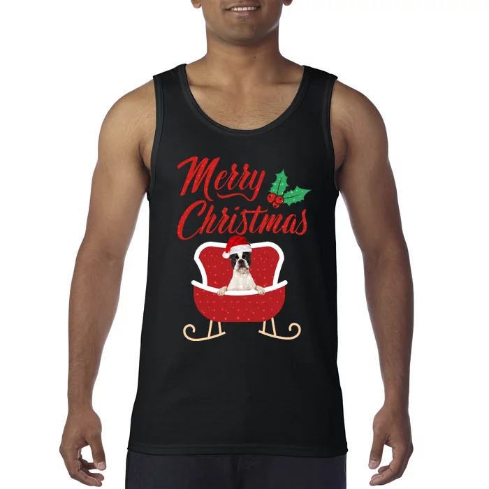 Boston Terrier Dog Merry Christmas Design For The Holiday Season! Tank Top