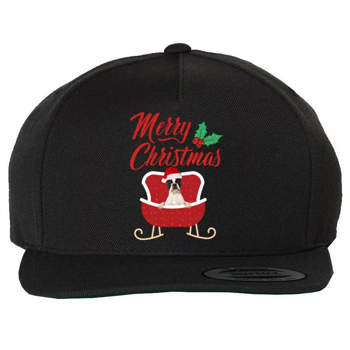 Boston Terrier Dog Merry Christmas Design For The Holiday Season! Wool Snapback Cap