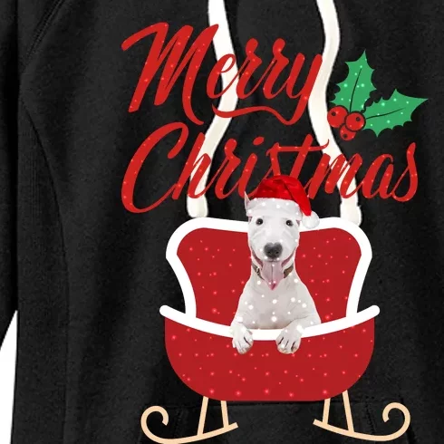 Bull Terrier Dog Merry Christmas Design For The Holiday Season! Women's Fleece Hoodie