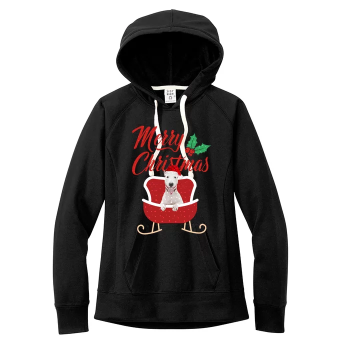 Bull Terrier Dog Merry Christmas Design For The Holiday Season! Women's Fleece Hoodie