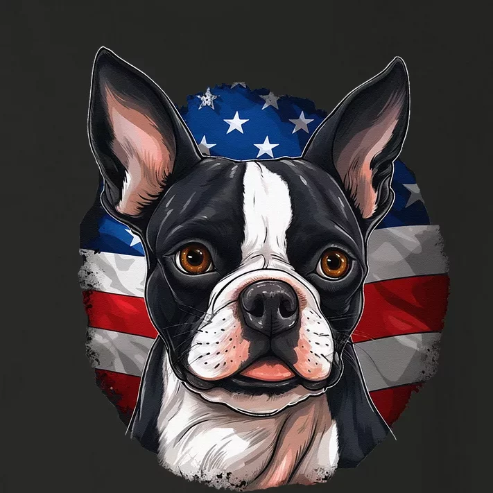 Boston Terrier Dog American Flag 4th of July Patriotic puppy Toddler Long Sleeve Shirt