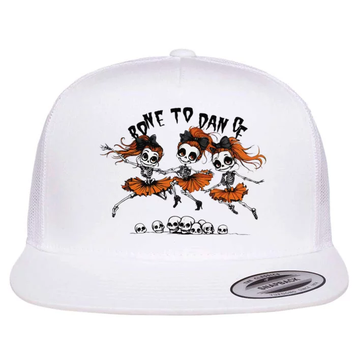 Bone To Dance Halloween Dancing Skeletons Dance Troop Flat Bill Trucker Hat