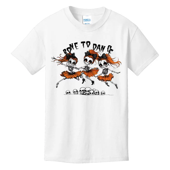 Bone To Dance Halloween Dancing Skeletons Dance Troop Kids T-Shirt