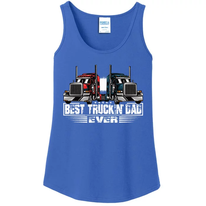 Best Truckin' Dad Ever Truck Driver Ladies Essential Tank