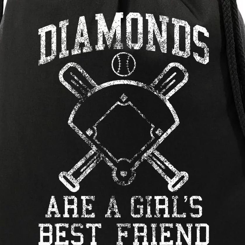 Baseball Tee Diamonds Are A Best Friend Baseball Drawstring Bag