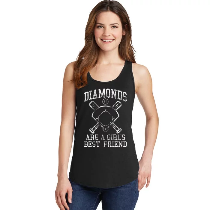 Baseball Tee Diamonds Are A Best Friend Baseball Ladies Essential Tank