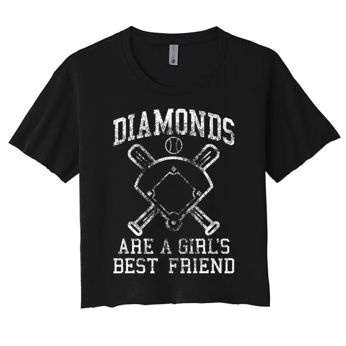 Baseball Tee Diamonds Are A Best Friend Baseball Women's Crop Top Tee