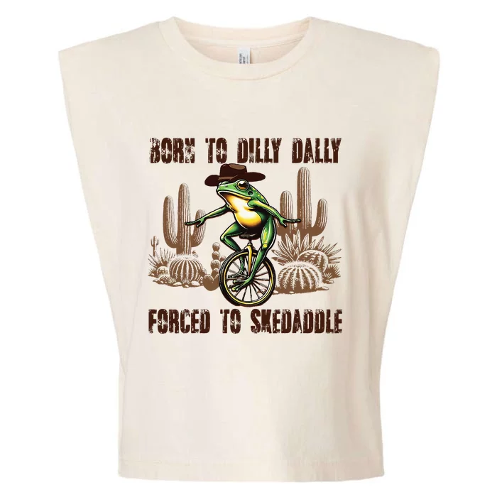 Born To Dilly Dally Forced To Skedaddle Frog Garment-Dyed Women's Muscle Tee