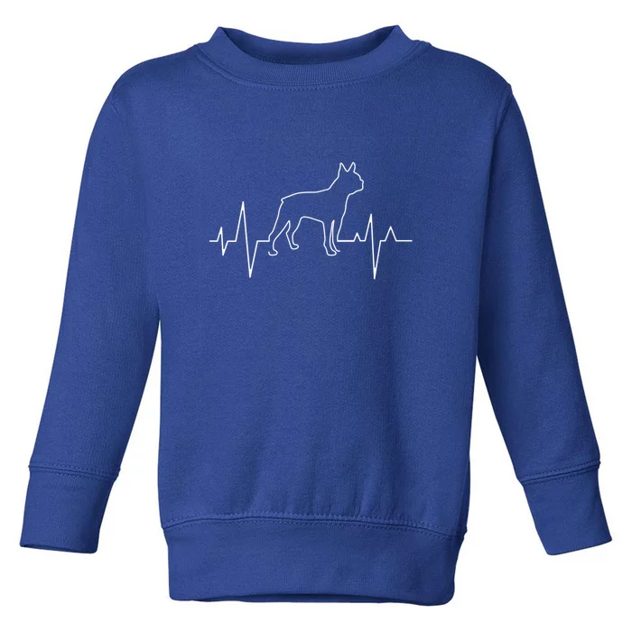 Boston Terrier Dog Lover Funny Cute Heartbeat Puppy Lover Funny Gift Toddler Sweatshirt