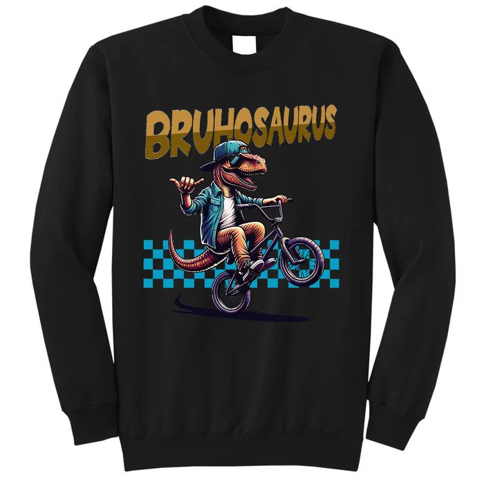 Bruhosaurus Trex Dinosaur Riding Bmx Bike Bruh Sweatshirt