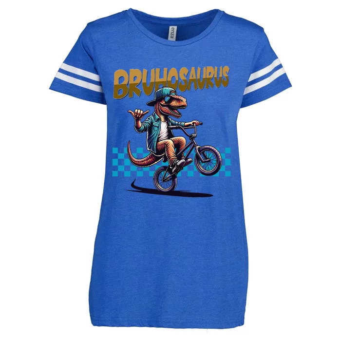 Bruhosaurus Trex Dinosaur Riding Bmx Bike Bruh Enza Ladies Jersey Football T-Shirt