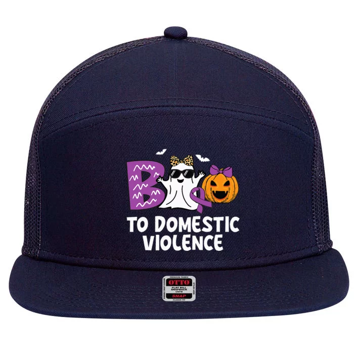 Boo To Domestic Violence Domestic Violence Awareness 7 Panel Mesh Trucker Snapback Hat