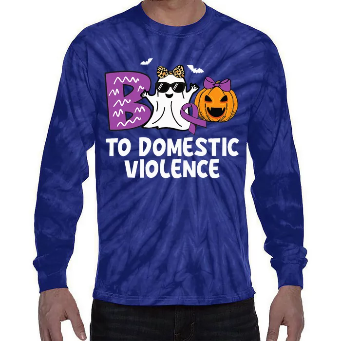 Boo To Domestic Violence Domestic Violence Awareness Tie-Dye Long Sleeve Shirt