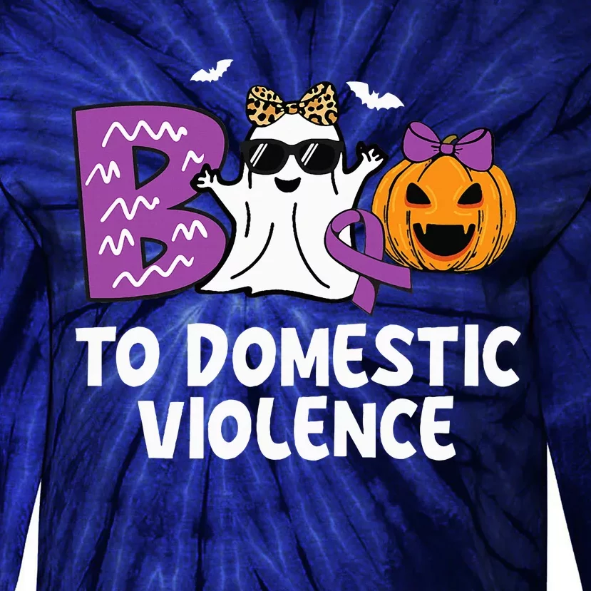 Boo To Domestic Violence Domestic Violence Awareness Tie-Dye Long Sleeve Shirt