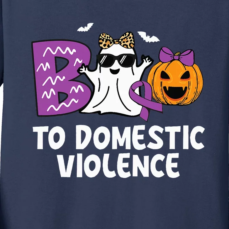 Boo To Domestic Violence Domestic Violence Awareness Kids Long Sleeve Shirt