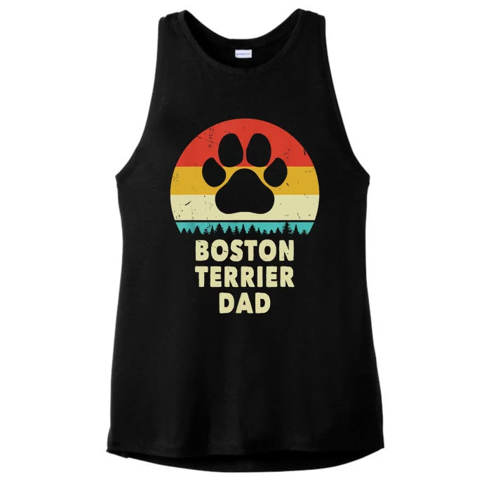 Boston Terrier Dad Funny Bostie Dog Vintage Gift Dad Ladies Tri-Blend Wicking Tank