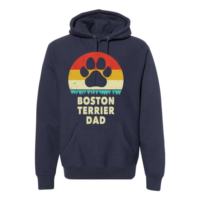 Boston Terrier Dad Funny Bostie Dog Vintage Gift Dad Premium Hoodie