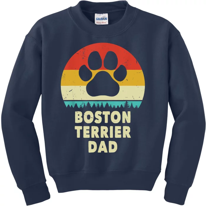 Boston Terrier Dad Funny Bostie Dog Vintage Gift Dad Kids Sweatshirt