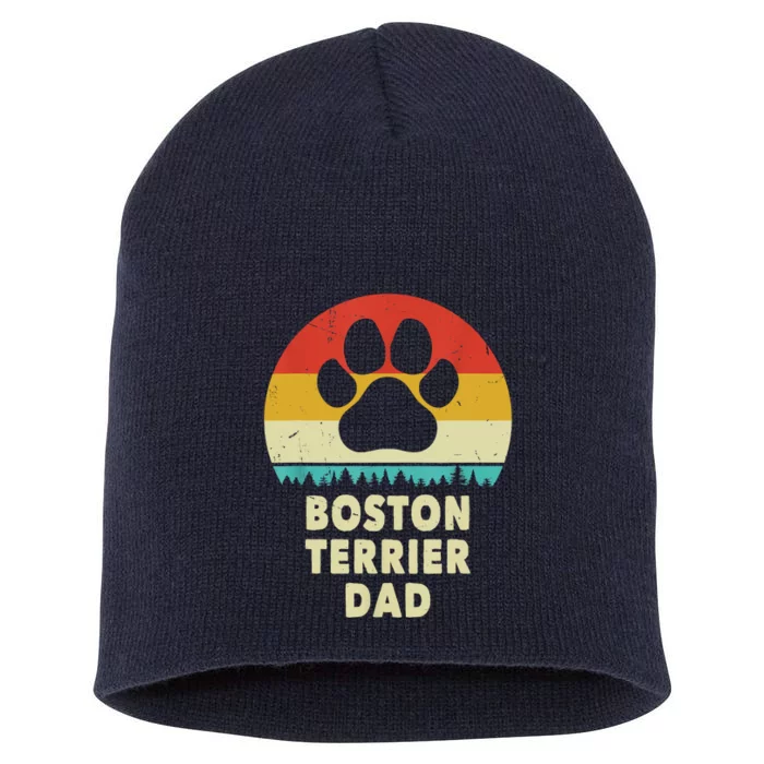 Boston Terrier Dad Funny Bostie Dog Vintage Gift Dad Short Acrylic Beanie