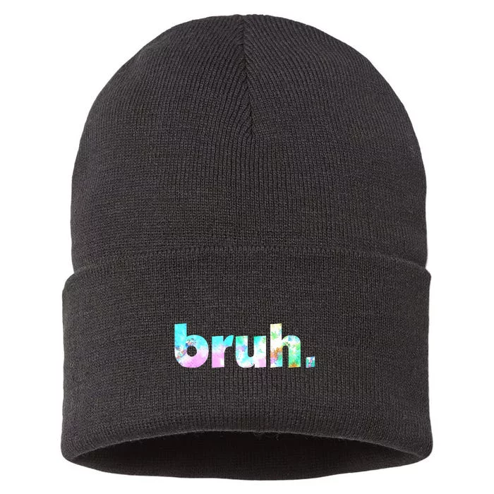 Bruh Tie Dye Brah Bro Dude Greeting Slang Funny Meme Saying Sustainable Knit Beanie