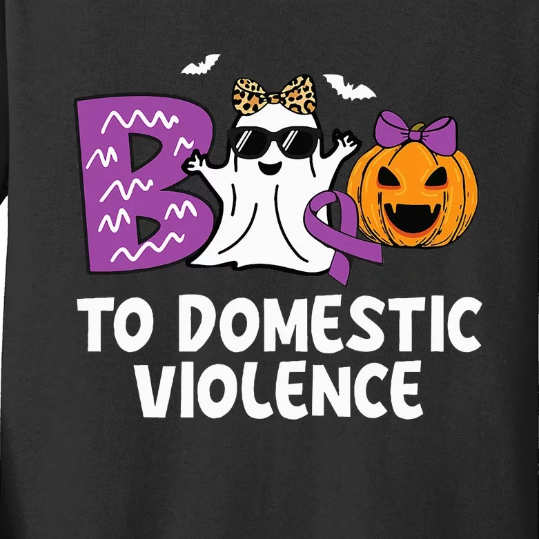 Boo To Domestic Violence Domestic Violence Awareness Kids Long Sleeve Shirt