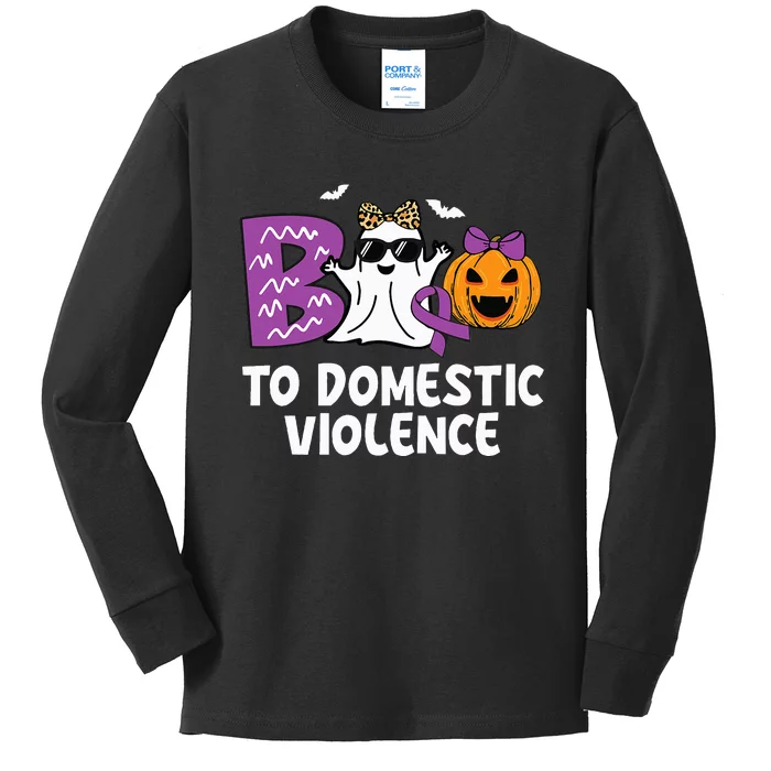 Boo To Domestic Violence Domestic Violence Awareness Kids Long Sleeve Shirt