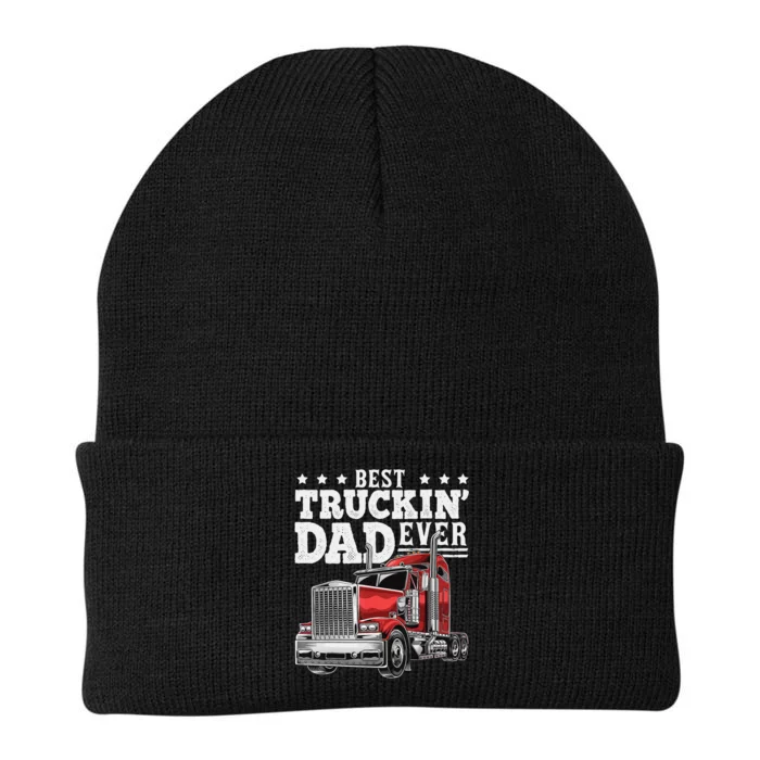 Best Truckin Dad Ever Big Rig Trucker Funny Father's Day Knit Cap Winter Beanie