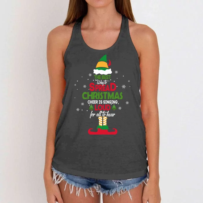 Buddy The Elf The Best Way To Spread Christmas Cheer Women's Knotted Racerback Tank