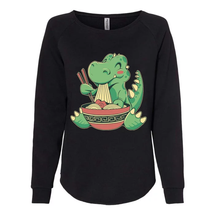 Baby Trex Eating Ramen Noodles Womens California Wash Sweatshirt