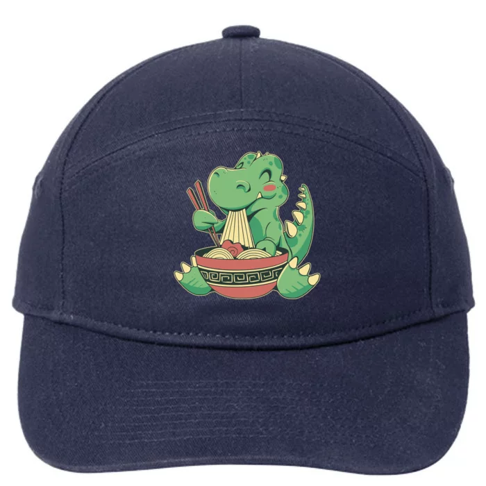 Baby Trex Eating Ramen Noodles 7-Panel Snapback Hat