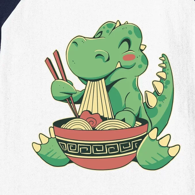 Baby Trex Eating Ramen Noodles Baseball Sleeve Shirt