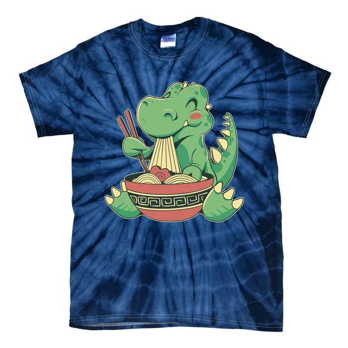 Baby Trex Eating Ramen Noodles Tie-Dye T-Shirt