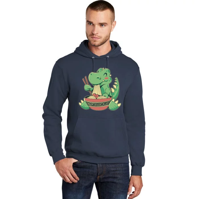 Baby Trex Eating Ramen Noodles Tall Hoodie