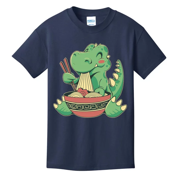 Baby Trex Eating Ramen Noodles Kids T-Shirt