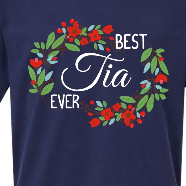 Best Tia Ever Cute Auntie Appreciation Flowers Cute Gift Sueded Cloud Jersey T-Shirt