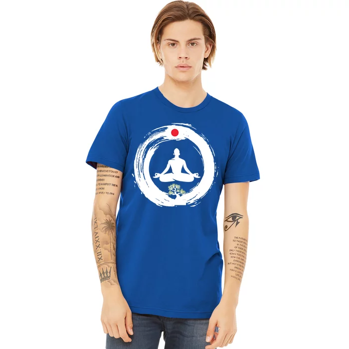 Bonsai Tree Enso Circle Zen Buddhist Japan Flag Meditation Gift Premium T-Shirt