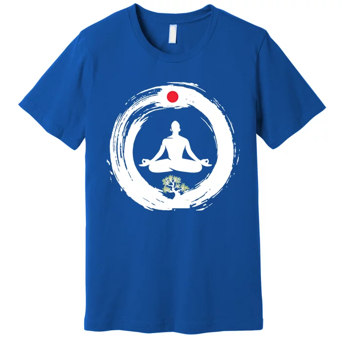 Bonsai Tree Enso Circle Zen Buddhist Japan Flag Meditation Gift Premium T-Shirt