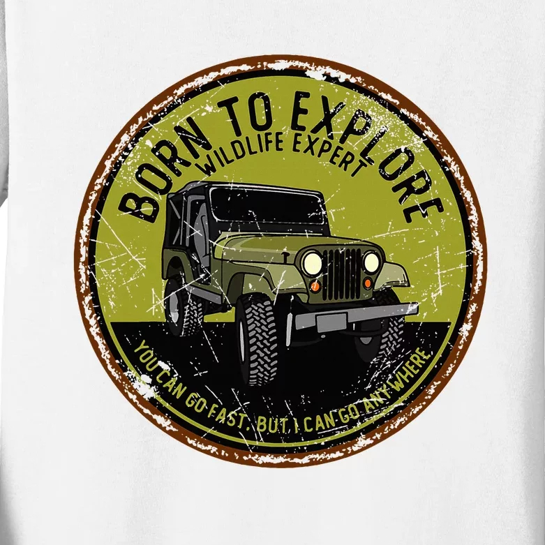 Born To Explore Off Roading Offroad 4x4 Suv Kids Long Sleeve Shirt