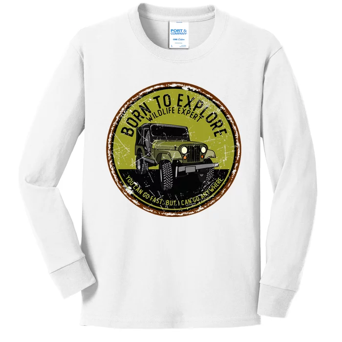 Born To Explore Off Roading Offroad 4x4 Suv Kids Long Sleeve Shirt