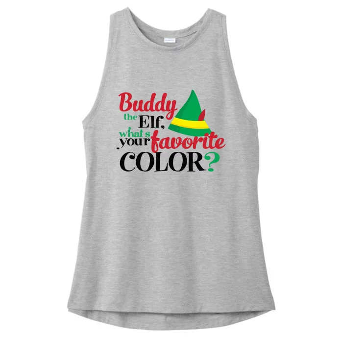 Buddy The Elf What's Your Favorite Color Cute Christmas Gift Quote Ladies Tri-Blend Wicking Tank