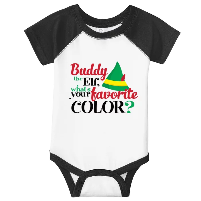 Buddy The Elf What's Your Favorite Color Cute Christmas Gift Quote Infant Baby Jersey Bodysuit