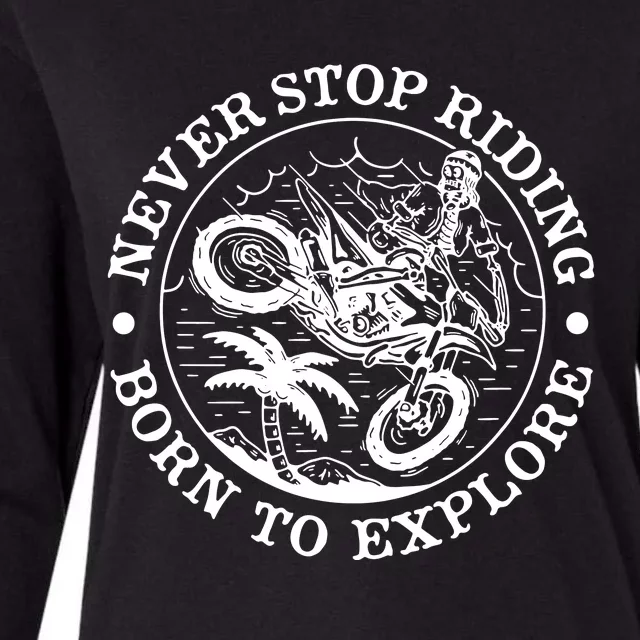 Born To Explore Motorcycle Womens Cotton Relaxed Long Sleeve T-Shirt