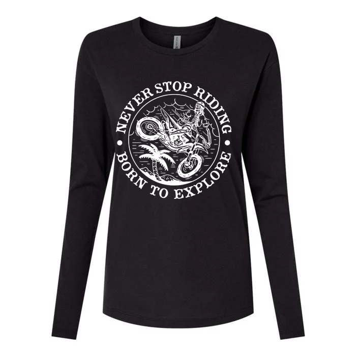 Born To Explore Motorcycle Womens Cotton Relaxed Long Sleeve T-Shirt