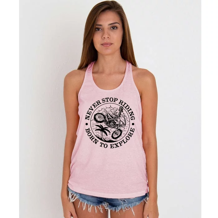 Born To Explore Motorcycle Women's Knotted Racerback Tank