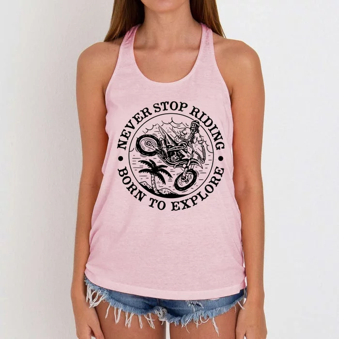 Born To Explore Motorcycle Women's Knotted Racerback Tank