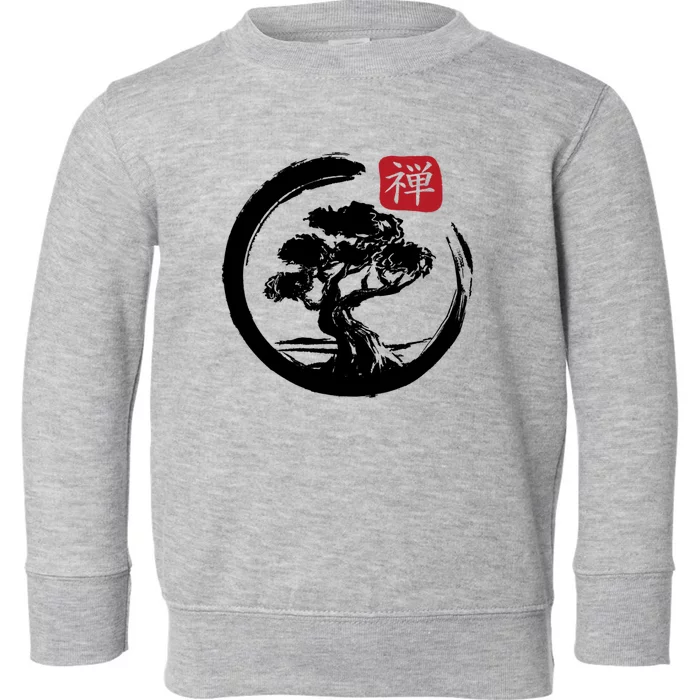 Bonsai Tree Enso Circle Japanese Zen Yoga Buddhism Aesthetic Gift Toddler Sweatshirt