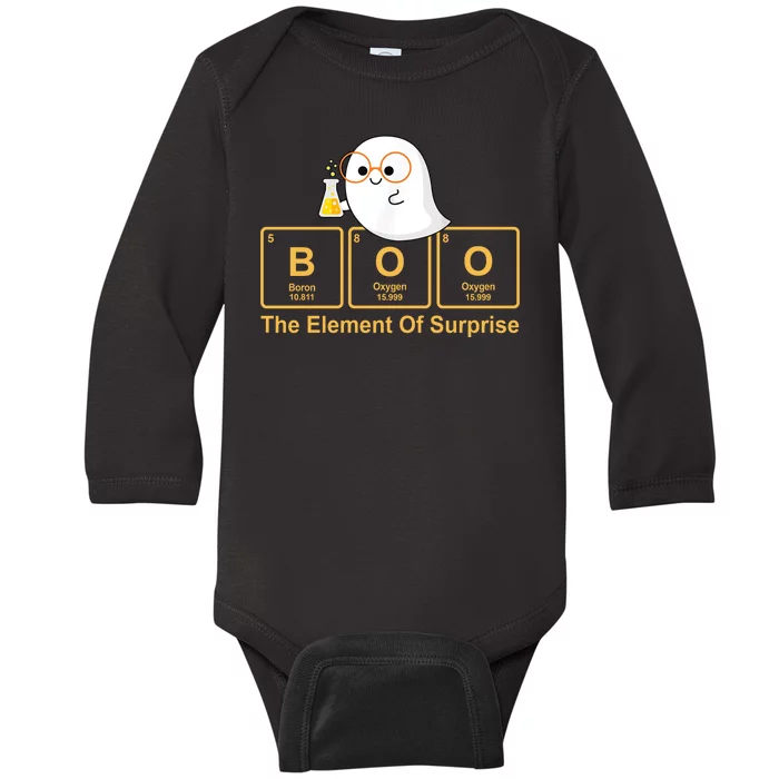 Boo The Element Of Surprise Ghost Chemist Halloween Baby Long Sleeve Bodysuit