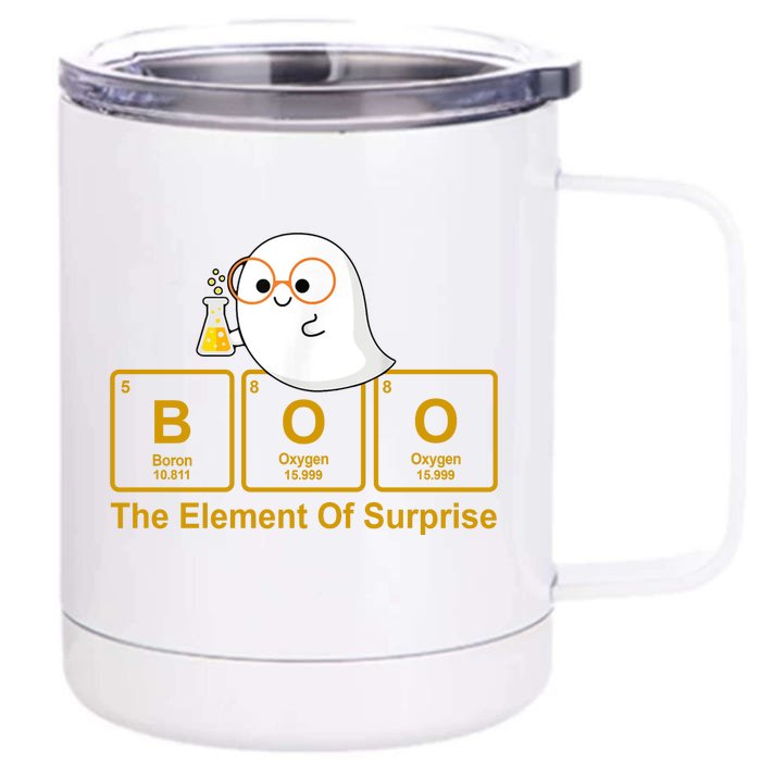 Boo The Element Of Surprise Ghost Chemist Halloween Front & Back 12oz Stainless Steel Tumbler Cup