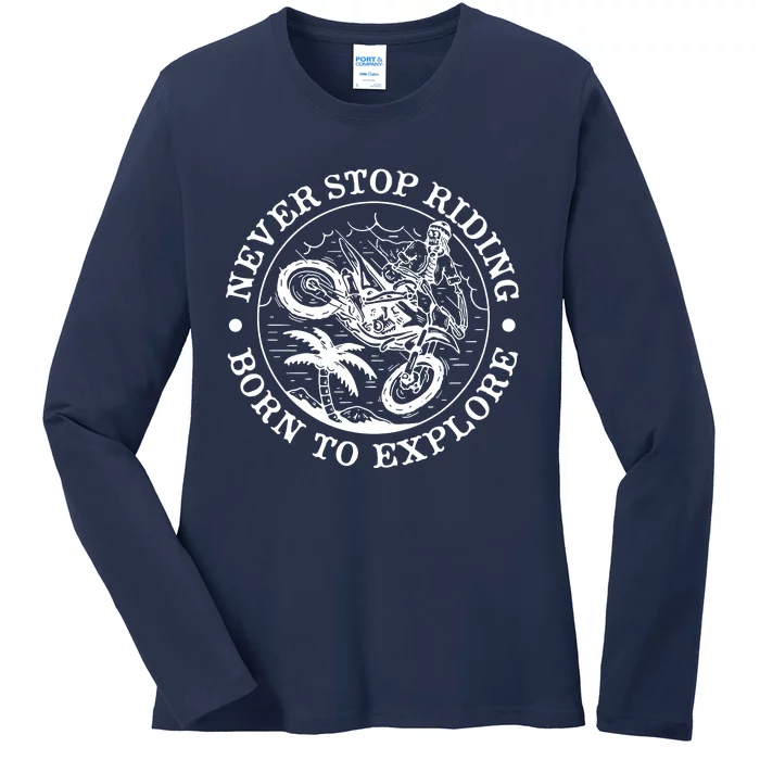 Borns To Explore Motorcycle Ladies Long Sleeve Shirt